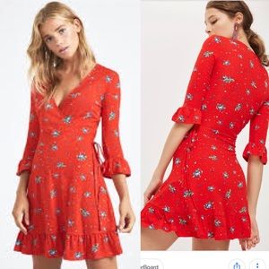 Red wrap style dress